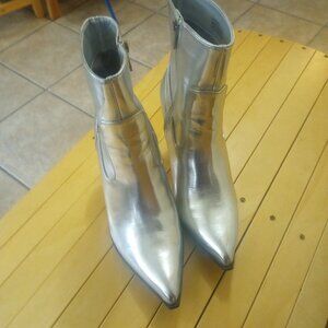 Forever 21 Silver Lady Boot Heels